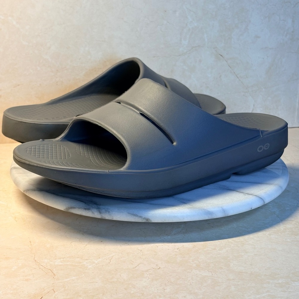 OOFOS Ooahh Slide Sandals Slate Grey Recovery Men 9 Women 11 EU 42 Comfort